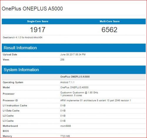 one plus 5 geekbench